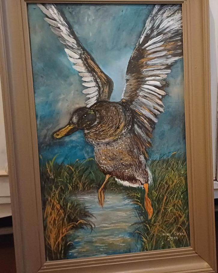 Schilderij 'eend', olieverf, ingelijst, nieuw., Antiek en Kunst, Kunst | Schilderijen | Modern, Ophalen