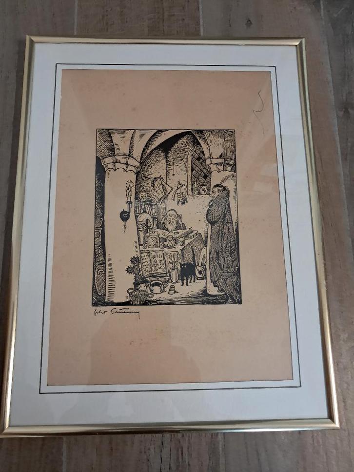 GRAFIEK (houtsnede) FELIX TIMMERMAN, Antiek en Kunst, Kunst | Schilderijen | Klassiek, Ophalen of Verzenden