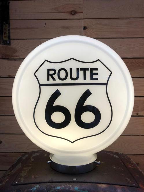 Route 66 glazen benzinepomp globe decoratie lamp globe, Collections, Marques & Objets publicitaires, Comme neuf, Table lumineuse ou lampe (néon)