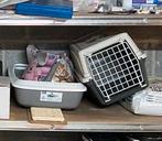 CHAT Caisse transport + bac litière + litiere + grattoir, Enlèvement