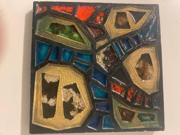 Vintage keramisch mozaïek wandpaneel – abstract reliëf ‘60. beschikbaar voor biedingen