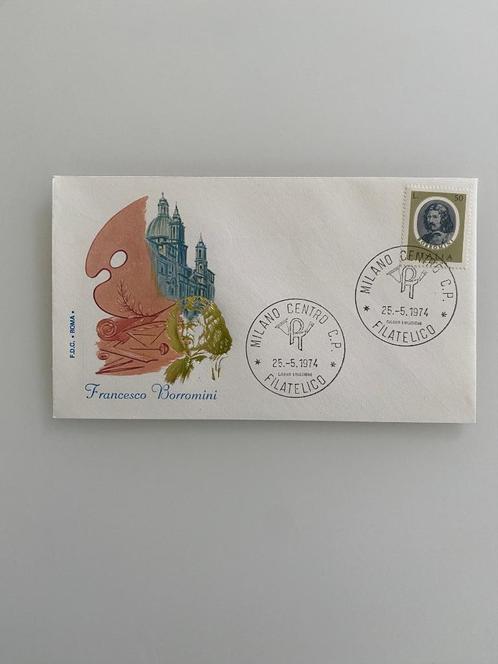 Timbre Enveloppe Premier Jour Italie Francesco Borromini 74, Timbres & Monnaies, Timbres | Europe | Italie, Affranchi, Enlèvement ou Envoi