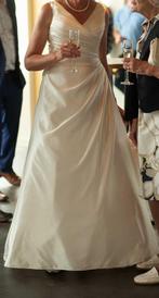 Elegante trouwkleed satijn a-line maat 42, ANDERE, Zo goed als nieuw, Ophalen, Trouwjurk