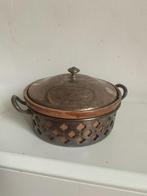 Keramische pot in een houder + deksel van zilver, Ophalen of Verzenden