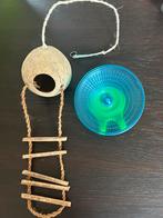 Hamster loopwiel + kokosnoothuisje met ladder, Ophalen of Verzenden, Gebruikt