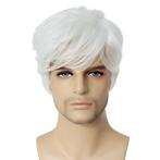 Trendy herenpruik kort haar in laagjes zilver wit, Verzenden, Nieuw