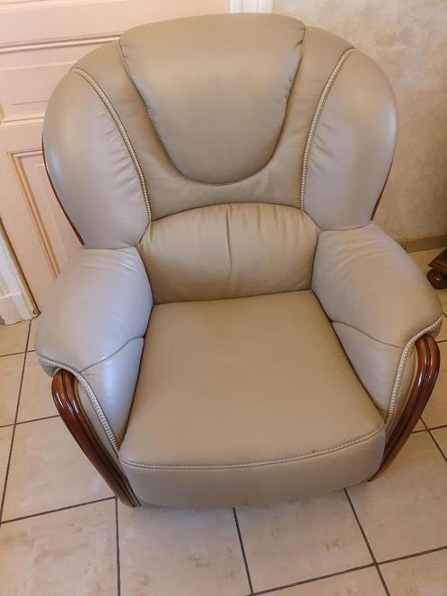 Zetel eenzit beige, Huis en Inrichting, Zetels | Zetels, Zo goed als nieuw, Eenpersoons, Minder dan 150 cm, 75 tot 100 cm, Hout