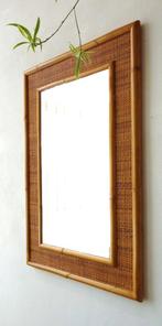 Vintage Dal Vera XL rotan spiegel bamboe wandspiegel 70s, Utilisé, Enlèvement ou Envoi
