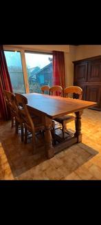 Antieke oude boeren tafel + 6 stoelen, Ophalen, Zo goed als nieuw