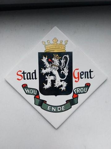 Tegeltje stad Gent 'hou ende trou' vintage 