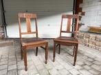 2 Authentieke eiken stoelen - Handgemaakt, Huis en Inrichting, Stoelen, Koloniaal, Twee, Gebruikt, Hout