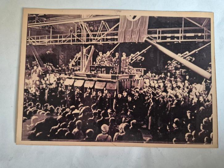 Foto toespraak Hitler Krupp fabriek met toelichting, Verzamelen, Militaria | Tweede Wereldoorlog, Ophalen of Verzenden