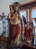Antiek Hoogte 110 Cm  Kerkbeeld Jezus Cristus Heilig Hart, Ophalen