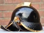 Brandweerhelm brandweer Nederland leder casque pompier, Verzamelen, Ophalen of Verzenden