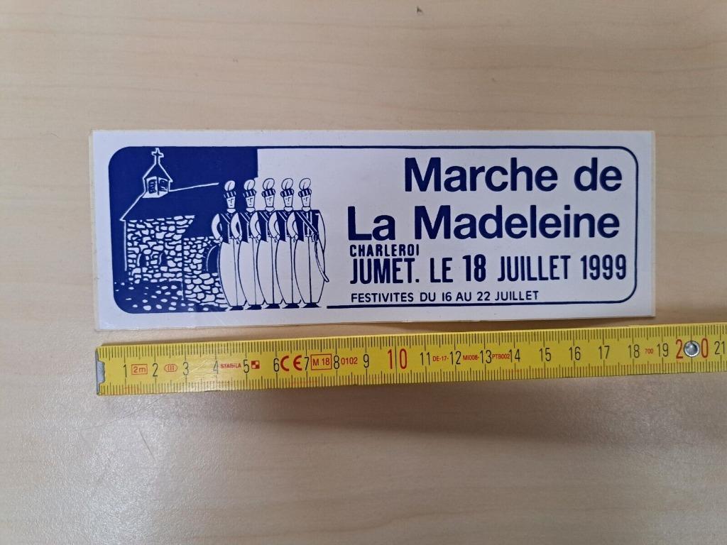 gratuit stickers Marche de la Madeleine Jumet 1999, Hobby & Loisirs créatifs, Autocollants & Images, Enlèvement ou Envoi