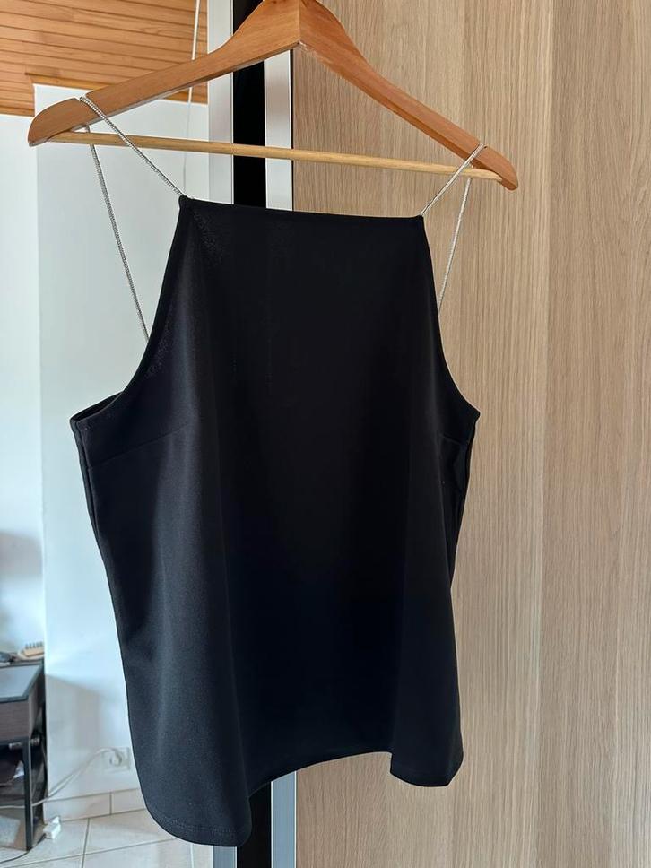 Zwarte Glanzende Top van H&M – Maat L (Nooit Gedragen), Kleding | Dames, Topjes, Zo goed als nieuw, Maat 42/44 (L), Ophalen of Verzenden