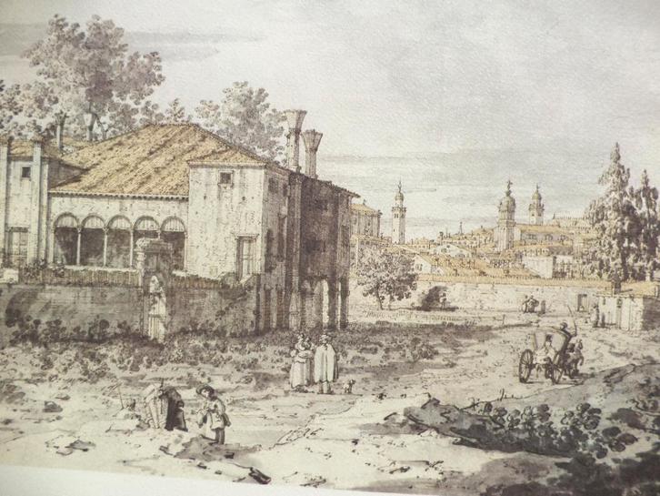 Grote litho druk Canaletto Veduta capriccio Grange Batelière, Antiek en Kunst, Kunst | Litho's en Zeefdrukken, Ophalen of Verzenden