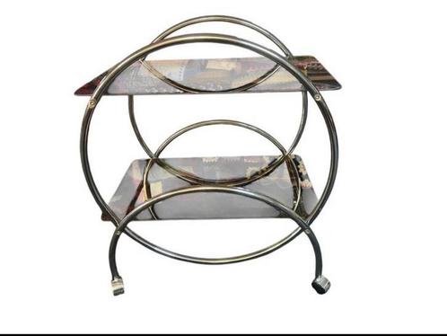 Vintage retro chromen IKEA trolley serveerwagen bar cart, Huis en Inrichting, Tafels | Bijzettafels, Zo goed als nieuw, Rond, 45 tot 60 cm