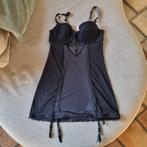 Zwarte nachtjapon met bretels, HunKemoller, Verzenden, Body of Korset