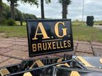Oud blikken reclame bord bordje AG Brussel verzekeringen, Verzamelen, Ophalen of Verzenden