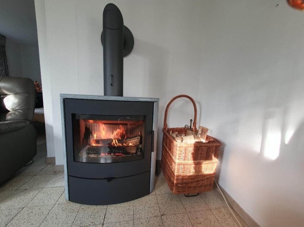 Poêle à bois Olympia Ellips stéatite anthracite, Maison & Meubles, Poêles, Comme neuf, Autoportant, Poêle à bois, Bois, Enlèvement