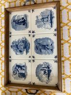 Dienblad met tegeltjes in Delfts blauw, Antiquités & Art, Antiquités | Céramique & Poterie, Enlèvement