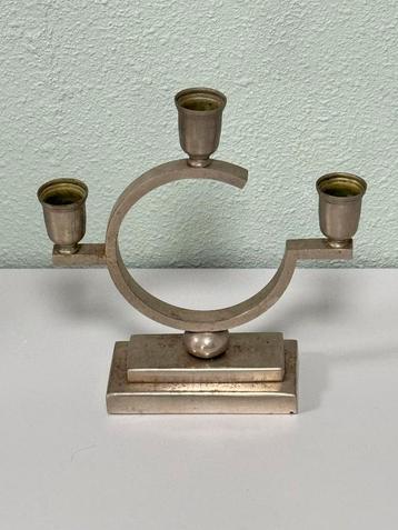 Vintage Just Andersen tin tinnen driedelige kandelaar diearm beschikbaar voor biedingen