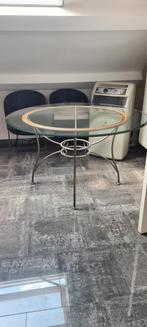 Eetkamertafel met glazen blad 130cm, Huis en Inrichting, Tafels | Salontafels, Ophalen, Zo goed als nieuw