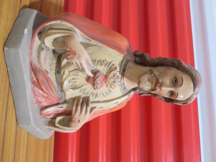 Buste van het Heilig Hart van Jezus - Gips - Vintage, Antiek en Kunst, Antiek | Religieuze voorwerpen, Ophalen of Verzenden