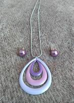 ketting met oorringen paars, Bijoux, Sacs & Beauté, Colliers, Enlèvement ou Envoi, Violet
