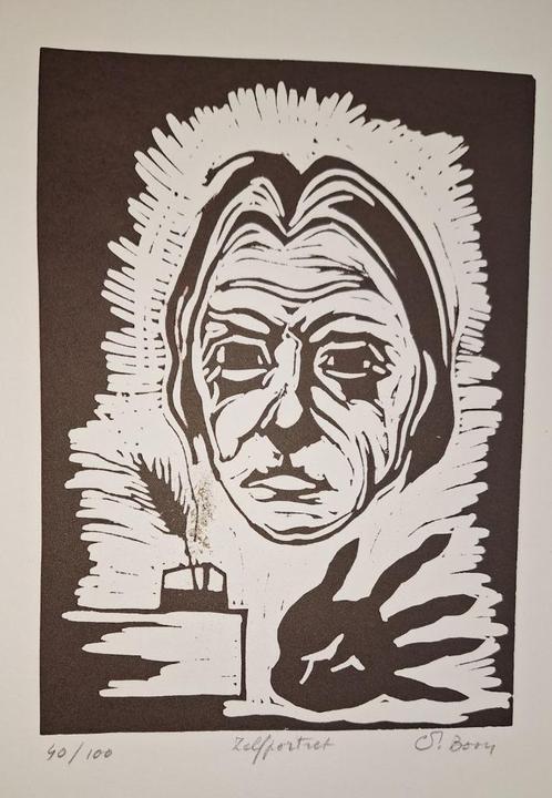 Zelfportret L.P. Boon, Antiek en Kunst, Kunst | Litho's en Zeefdrukken, Ophalen of Verzenden