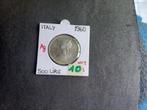 zilveren 500 lire 1960 Italie mooie staat, Italië, Zilver, Ophalen of Verzenden, Losse munt
