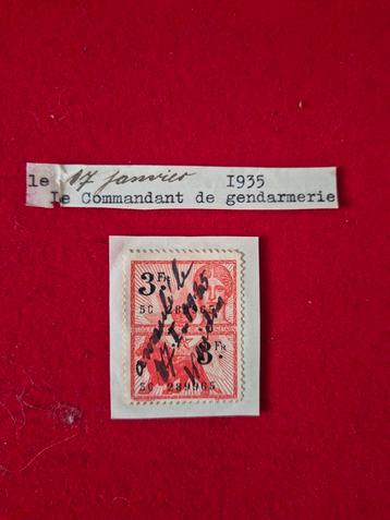 Belgische belastingzegels 3 frank uit 1935 beschikbaar voor biedingen
