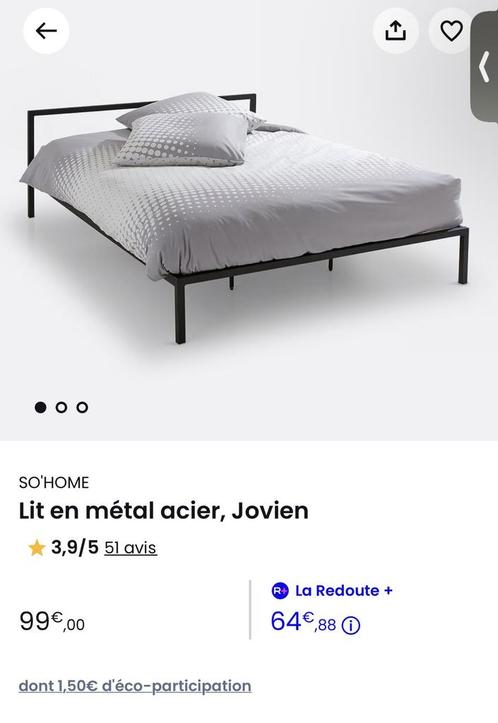 Structure de lit en metal 140 x 190, Huis en Inrichting, Slaapkamer | Bedden, Zo goed als nieuw, Metaal, Ophalen