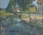 HENRI LEMOINE / GEHUCHT AAN RIVIER / OLIEVERF / 58x68cm KAD, Antiek en Kunst, Ophalen of Verzenden