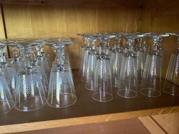 Kristallen geslepen glasservies - 70 stuks - vintage