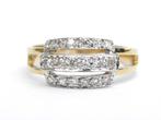 18K gouden ring met diamanten, Ophalen of Verzenden, Zo goed als nieuw, 17 tot 18, Met edelsteen
