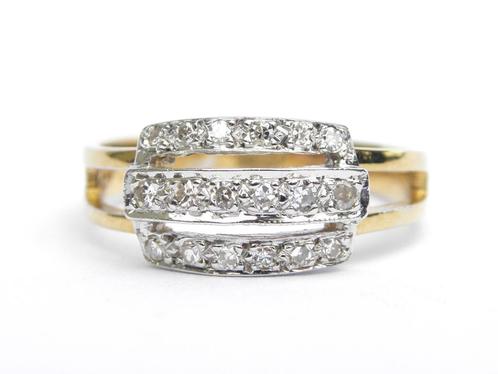 18K gouden ring met diamanten, Handtassen en Accessoires, Ringen, Zo goed als nieuw, Dame, 17 tot 18, Goud, Goud, Met edelsteen