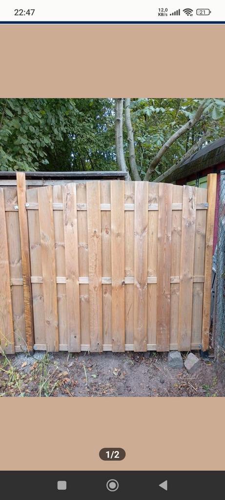tuinscherm gebogen, Tuin en Terras, Schuttingen, Zo goed als nieuw, Hout, Ophalen of Verzenden