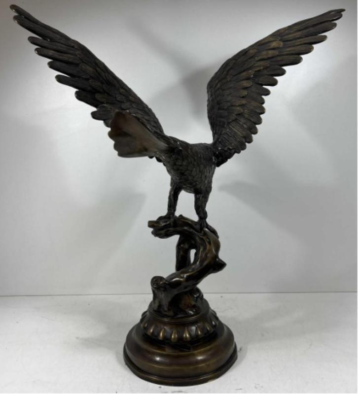 grand aigle en bronze de jules moigniez, Antiek en Kunst, Antiek | Brons en Koper, Brons, Ophalen