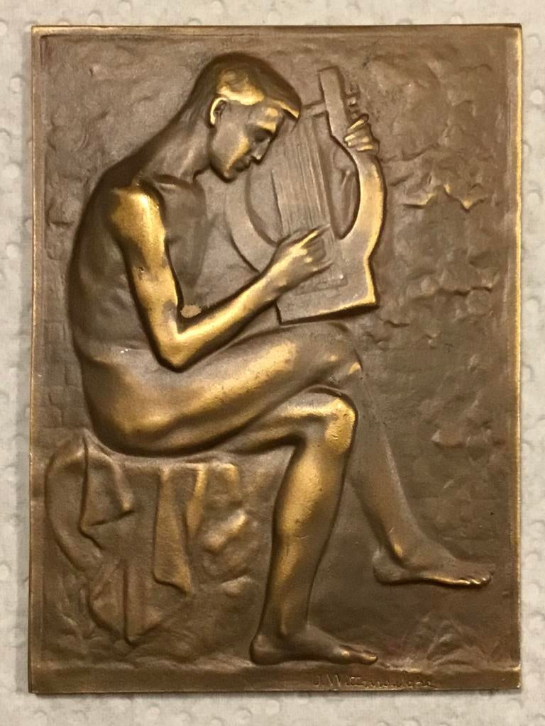 Belgische Art Deco medaille voor verdienste J. Witterwulghe, Postzegels en Munten, Penningen en Medailles, Brons, Ophalen of Verzenden