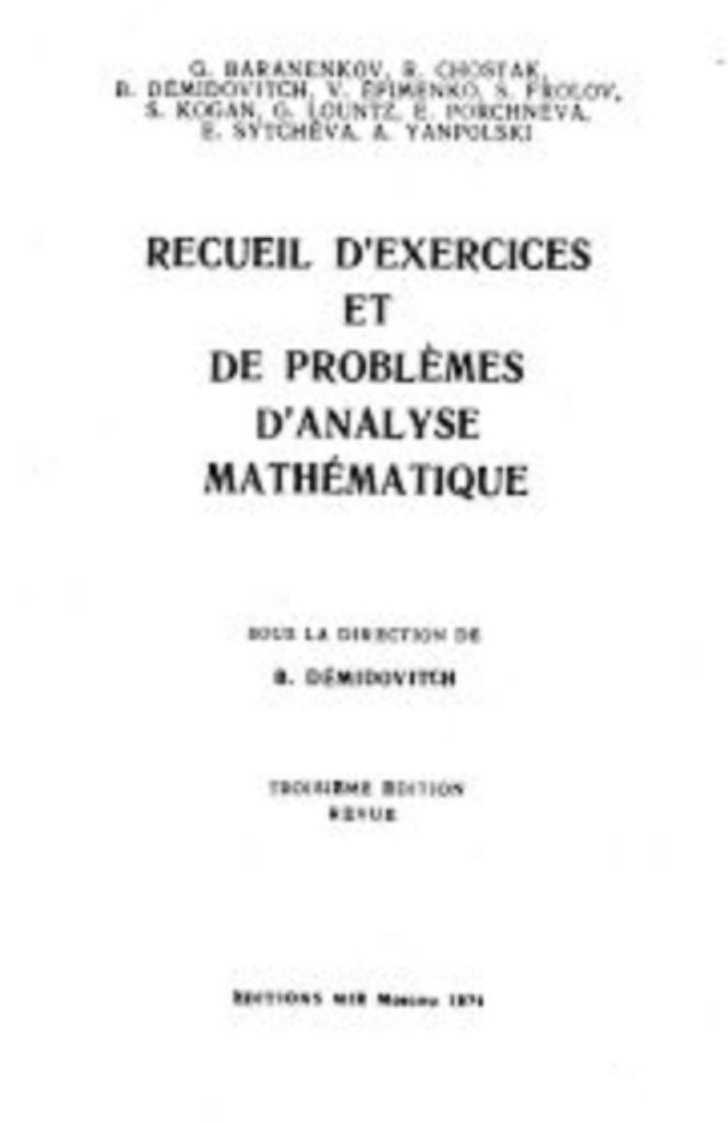 Recueil d'exercices et de problèmes d'analyse mathématique, Livres, Science, Utilisé, Sciences naturelles, Enlèvement ou Envoi