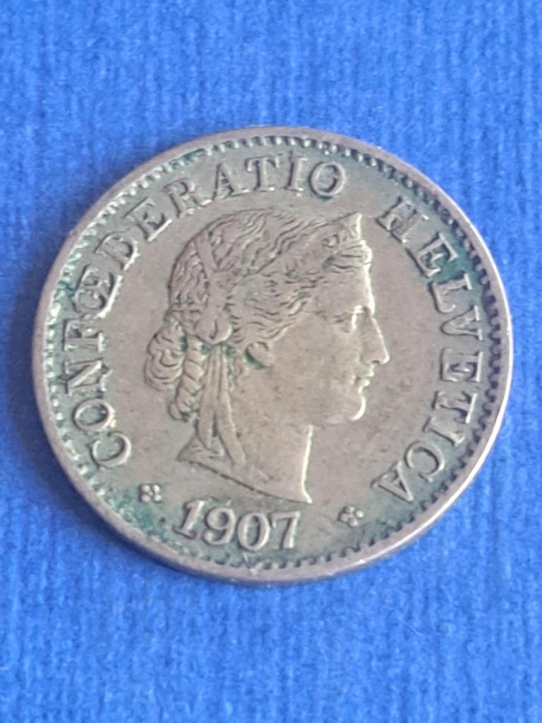 1907 Suisse 5 centimes, Envoi, Autres pays, Monnaie en vrac