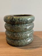 groene bloempot in glazende keramiek, Tuin en Terras, Ophalen, Rond, Binnen, Zo goed als nieuw