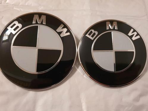 Bmw motorkap kofferbak logo's/emblemen zwart wit 73mm 82mm, Auto-onderdelen, Klein materiaal, BMW, Nieuw, Ophalen of Verzenden