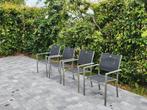 Set van 4 Aluminium outdoor stoelen, Ophalen, Zo goed als nieuw, Aluminium, Stapelbaar