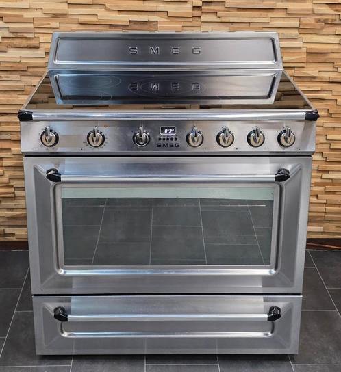 🔥 Cuisinière de luxe Smeg 90 cm en acier inoxydable 5 zones, Electroménager, Cuisinières, Comme neuf, Autoportant, 5 zones de cuisson ou plus