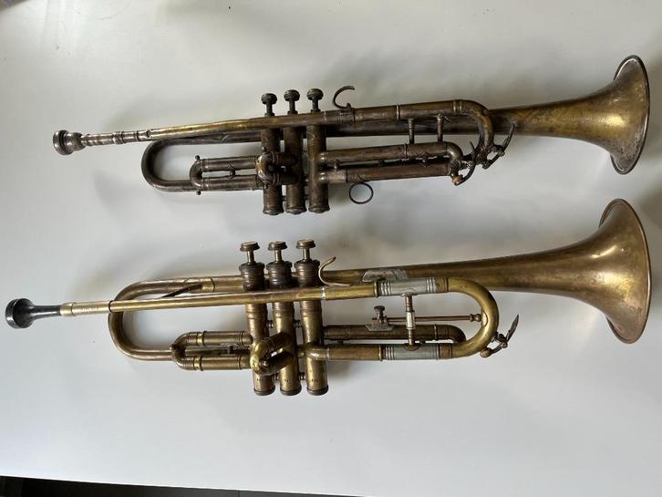 twee trompetten, Muziek en Instrumenten, Blaasinstrumenten | Trompetten, Gebruikt, Ophalen