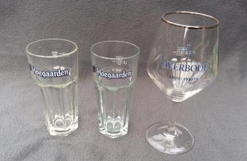 Diverse bierglazen: Hoegaarden, Palm, Averbode, Liefmans beschikbaar voor biedingen