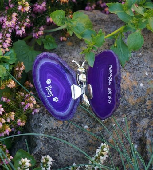 Gedenkvlinder van Agaat met Persoonlijke Gravure, Dieren en Toebehoren, Katten-accessoires, Nieuw, Ophalen of Verzenden